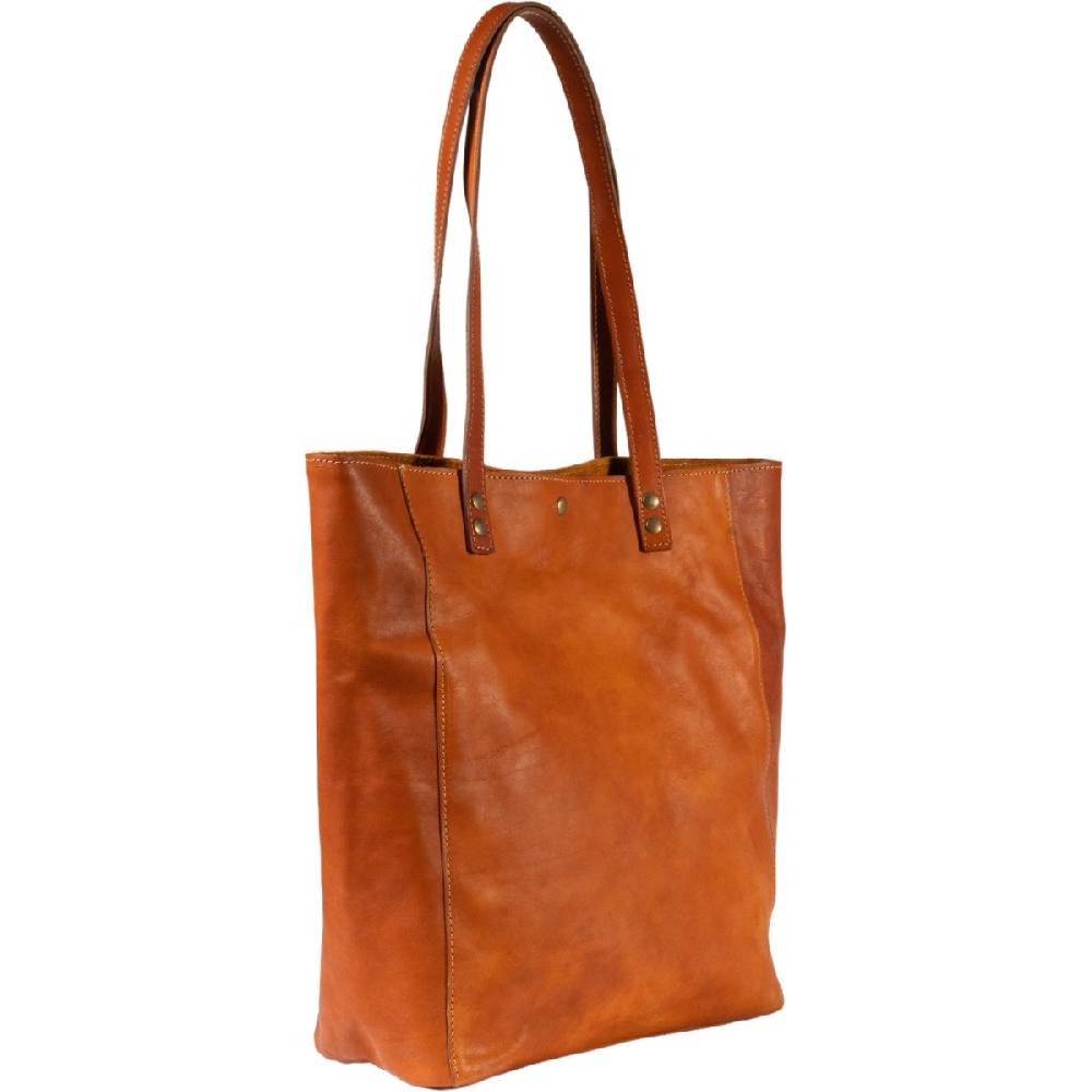 Lartigiano Del Cuoio Shopping bag in pelle color cuoio realizzata a mano in Toscana In Linea