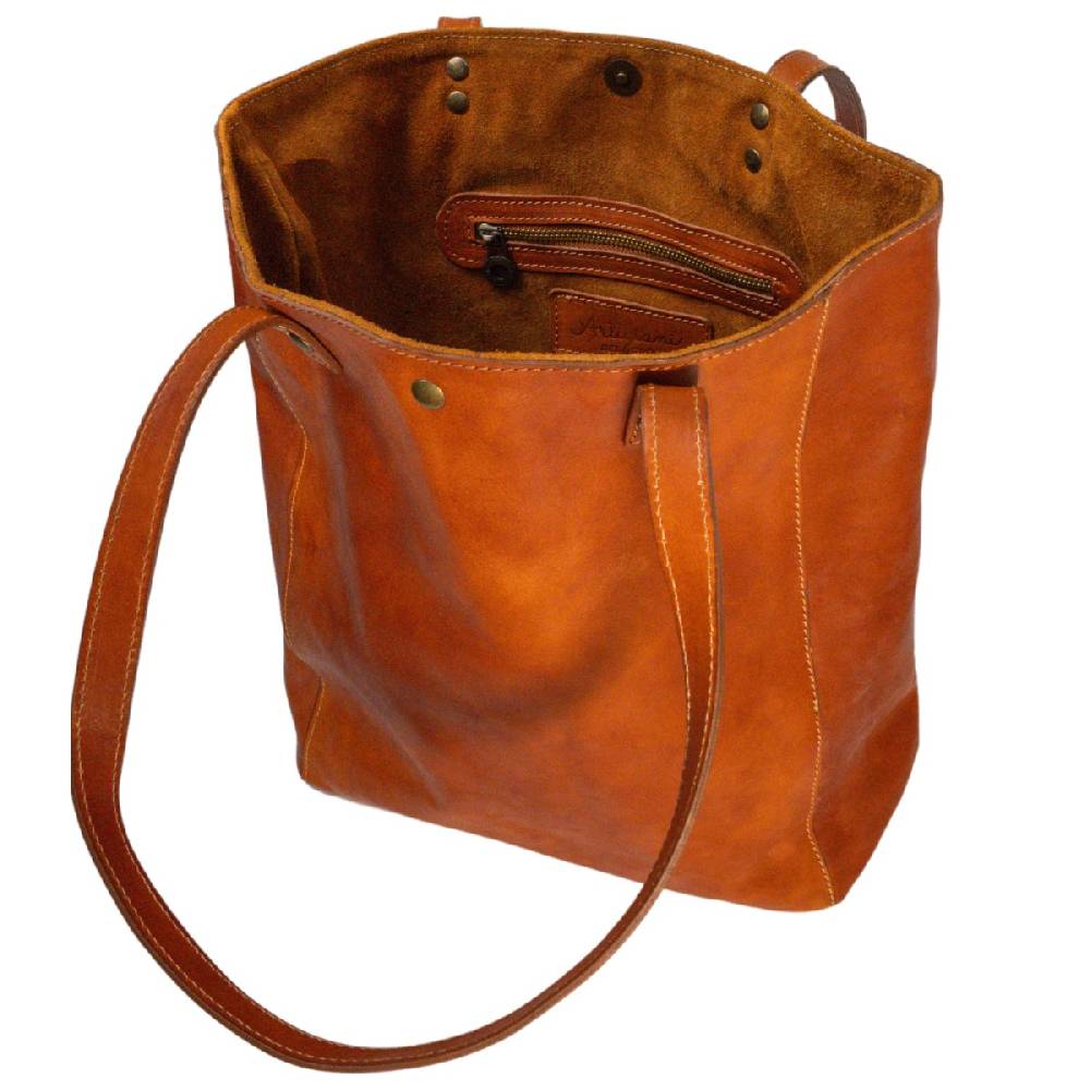 Lartigiano Del Cuoio Shopping bag in pelle color cuoio realizzata a mano in Toscana In Linea