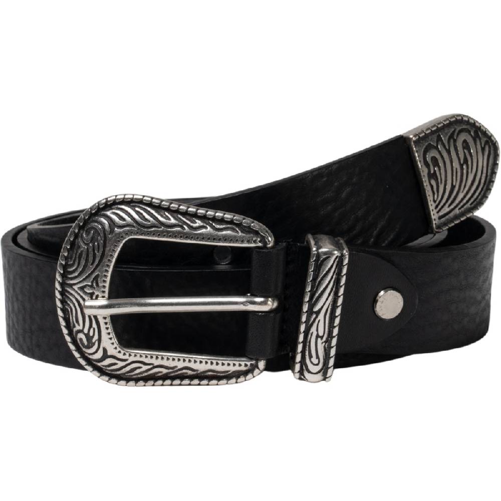 Lartigiano Del Cuoio Cintura western donna in pelle nero con puntale in metallo inciso Qualità Garantita
