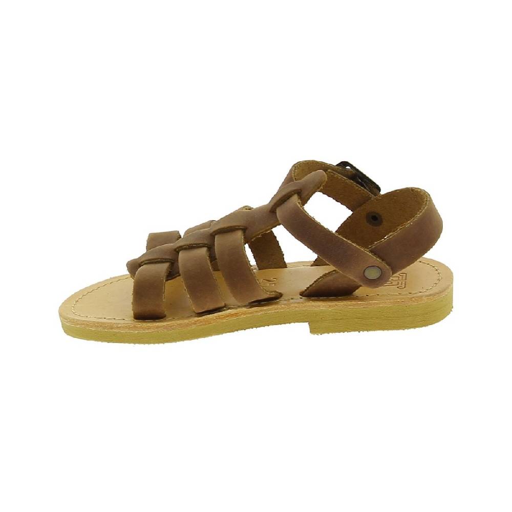 Lartigiano Del Cuoio Sandali gladiatore da bambino in pelle nubuck marrone chiusura con fibbia Prezzo Ridotto