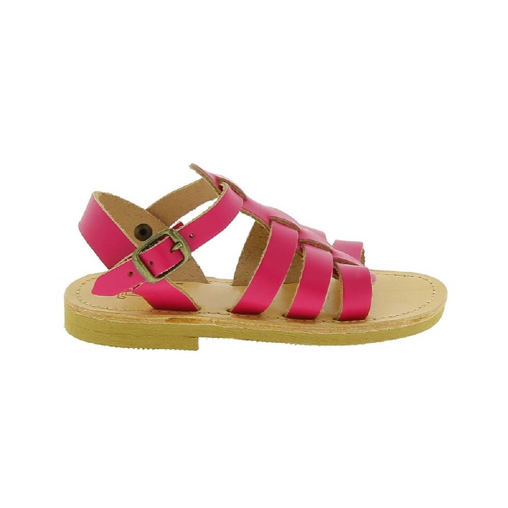 Lartigiano Del Cuoio Sandali gladiatore da bambina in pelle di vitello fucsia chiusura con fibbia Sottocosto