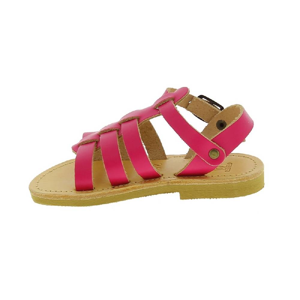 Lartigiano Del Cuoio Sandali gladiatore da bambina in pelle di vitello fucsia chiusura con fibbia Sottocosto
