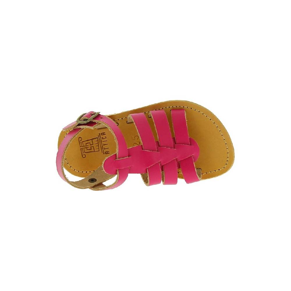 Lartigiano Del Cuoio Sandali gladiatore da bambina in pelle di vitello fucsia chiusura con fibbia Sottocosto