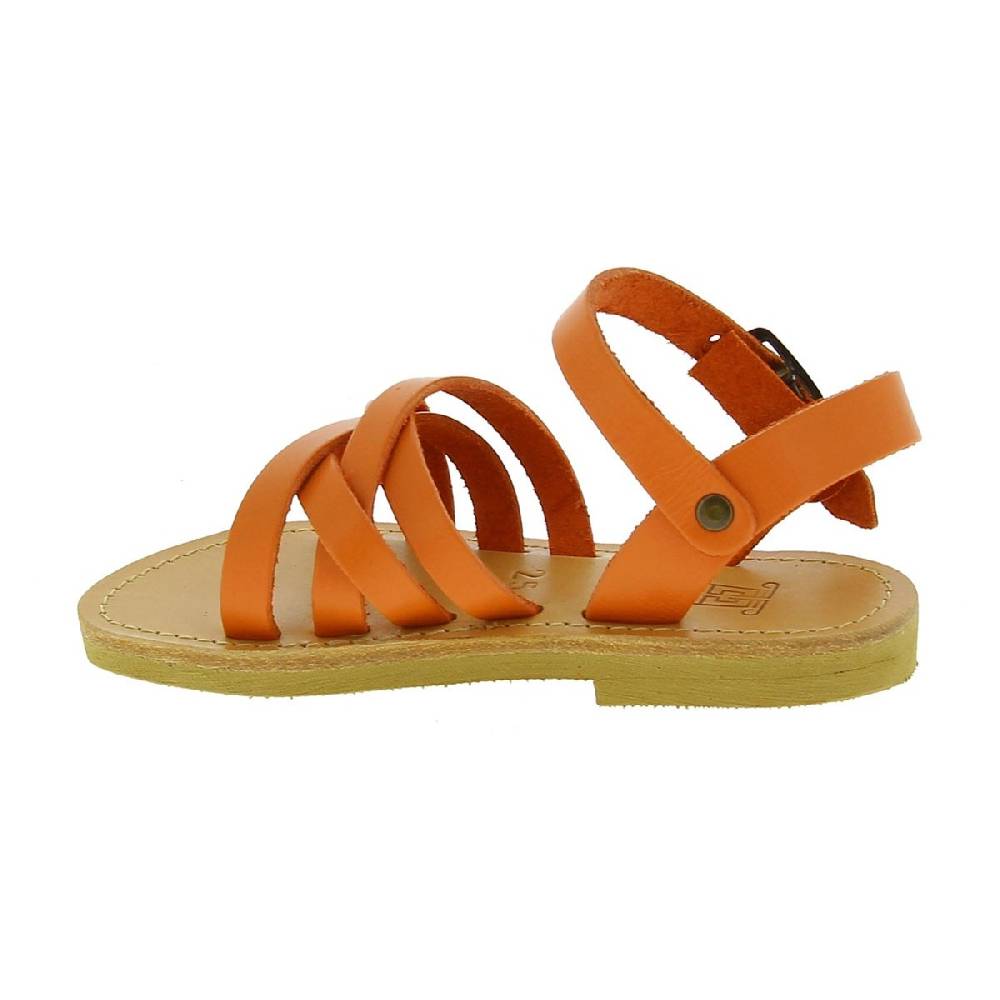 Lartigiano Del Cuoio Sandali intrecciati gladiatore da bambino in pelle di vitello arancione chiusura con fibbia Convenienza