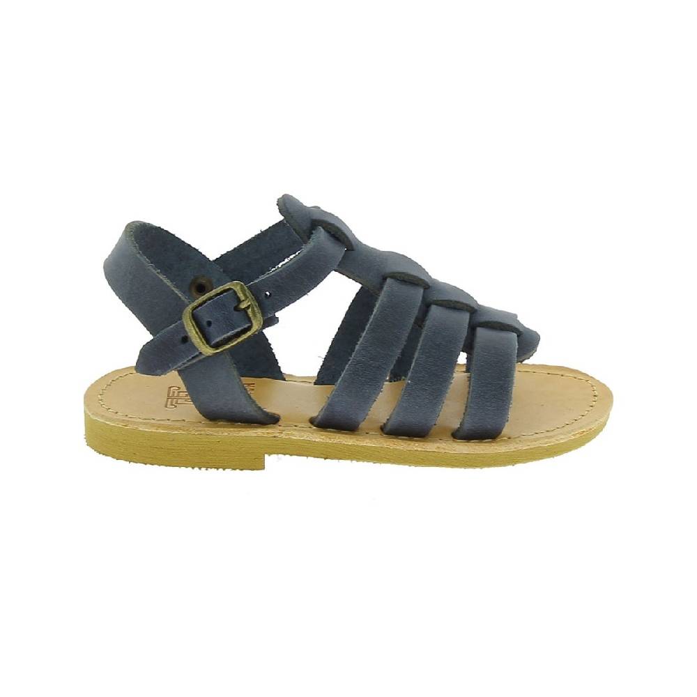 Lartigiano Del Cuoio Sandalo da bambino in morbida pelle nubuck blu chiusura con fibbia Presa