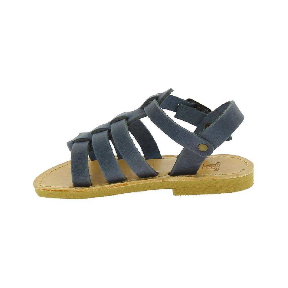 Lartigiano Del Cuoio Sandalo da bambino in morbida pelle nubuck blu chiusura con fibbia Presa