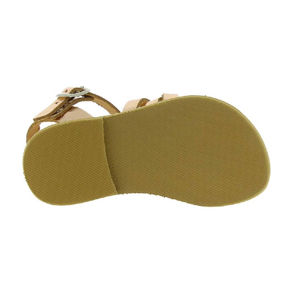 Lartigiano Del Cuoio Sandali intrecciati gladiatore da bambina in pelle di vitello laminata oro rosa chiusura con fibbia Sconto