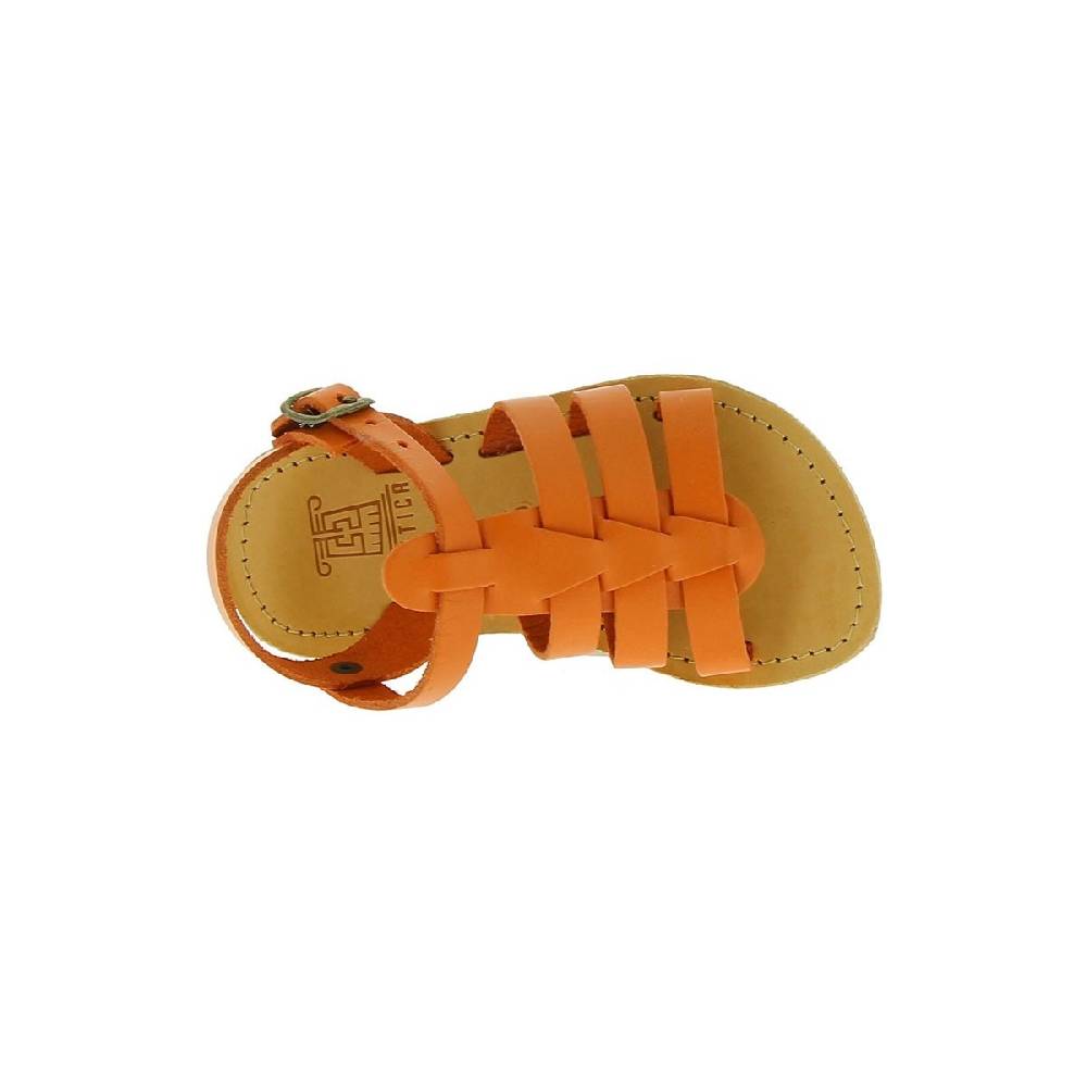 Lartigiano Del Cuoio Sandalo da bambino in pelle di vitello arancione chiusura con fibbia Online