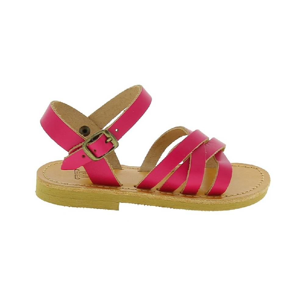 Lartigiano Del Cuoio Sandali intrecciati da bambina in pelle di vitello fucsia chiusura con fibbia Outlet
