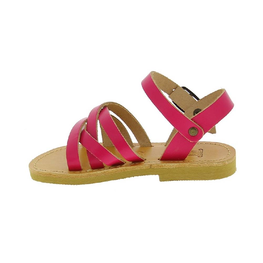 Lartigiano Del Cuoio Sandali intrecciati da bambina in pelle di vitello fucsia chiusura con fibbia Outlet