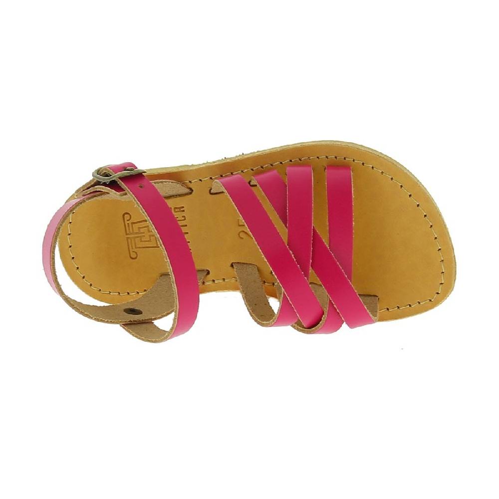 Lartigiano Del Cuoio Sandali intrecciati da bambina in pelle di vitello fucsia chiusura con fibbia Outlet