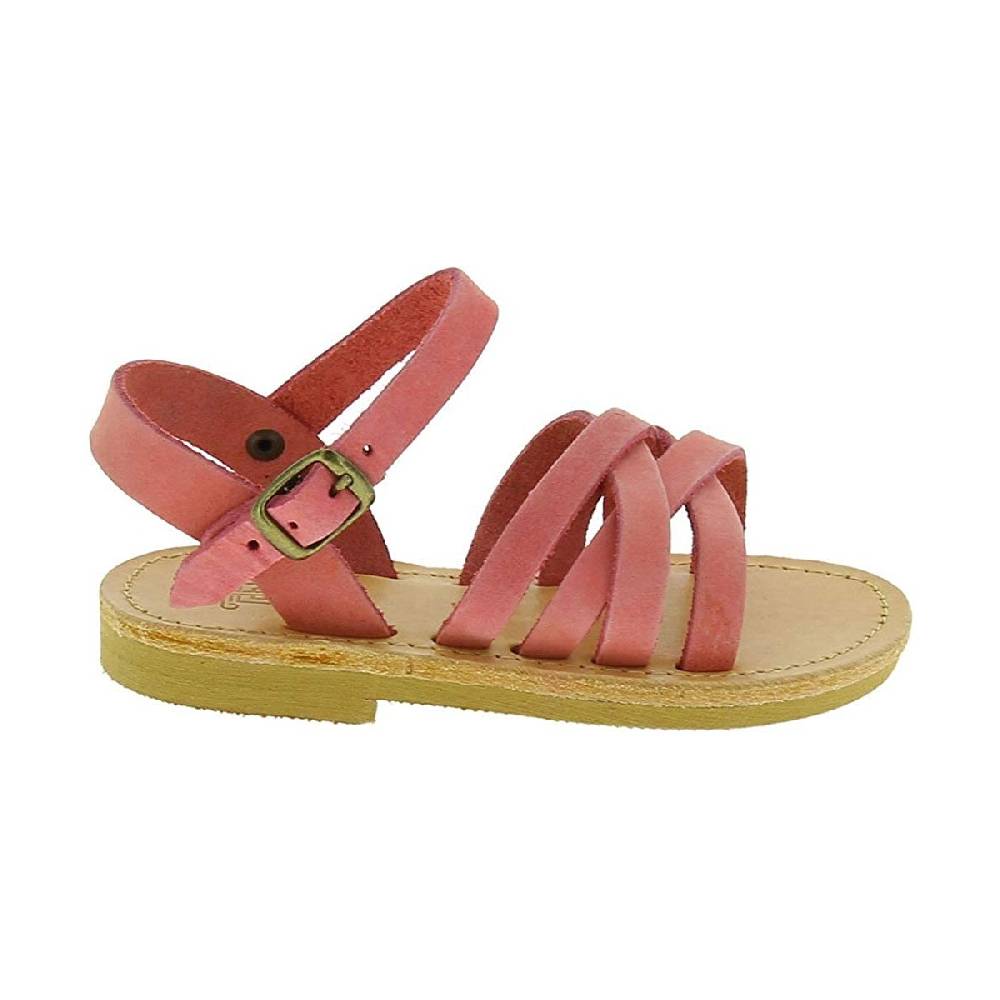 Lartigiano Del Cuoio Sandali intrecciati da bambina in pelle nubuck rosa chiaro chiusura con fibbia Saldi