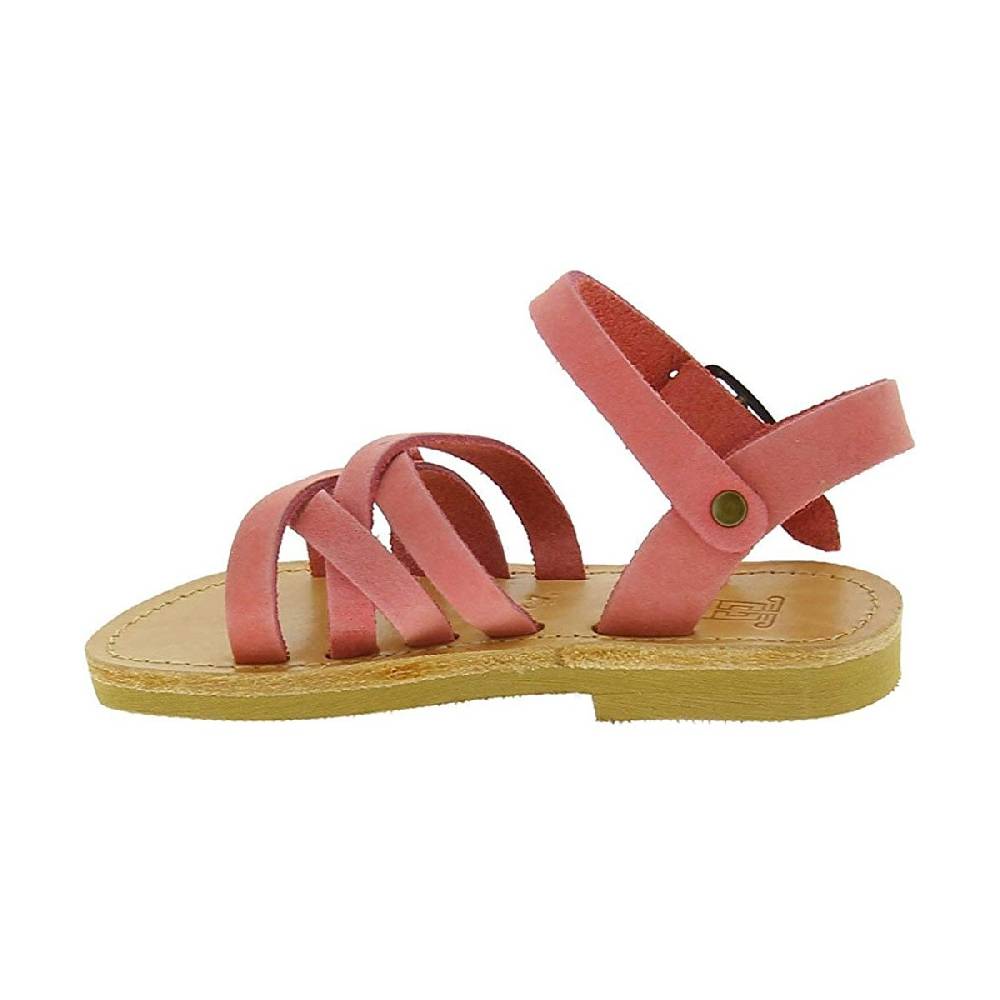 Lartigiano Del Cuoio Sandali intrecciati da bambina in pelle nubuck rosa chiaro chiusura con fibbia Saldi