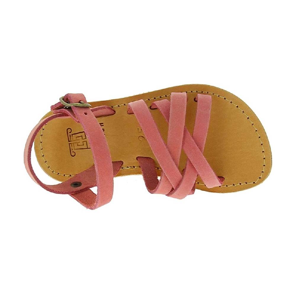 Lartigiano Del Cuoio Sandali intrecciati da bambina in pelle nubuck rosa chiaro chiusura con fibbia Saldi