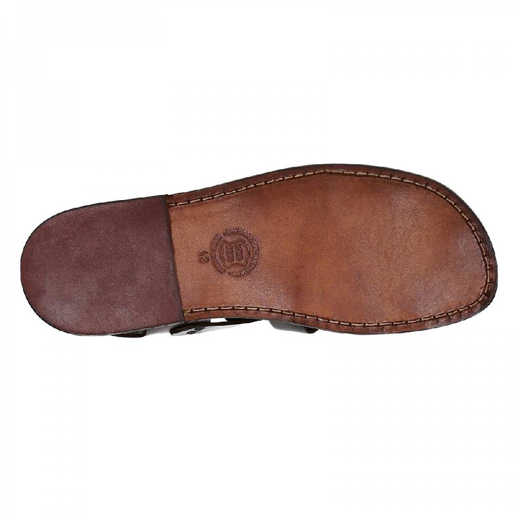 Lartigiano Del Cuoio Sandali francescani uomo fatti a mano in pelle color testa di moro Black Friday Prezzi