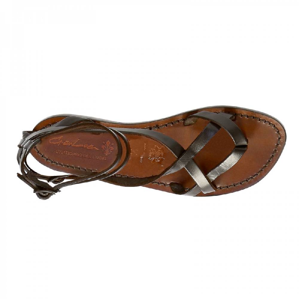 Lartigiano Del Cuoio Sandali gladiatore fatti a mano in pelle colore testa di moro 50% di sconto per tempo limitato