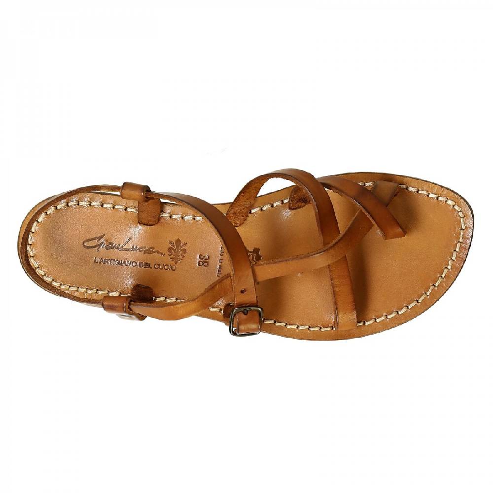 Lartigiano Del Cuoio Sandali alla schiava fatti a mano in pelle color cuoio antico Negozi Online