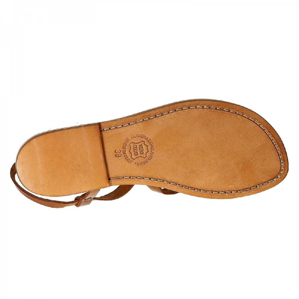 Lartigiano Del Cuoio Sandali alla schiava fatti a mano in pelle color cuoio antico Negozi Online