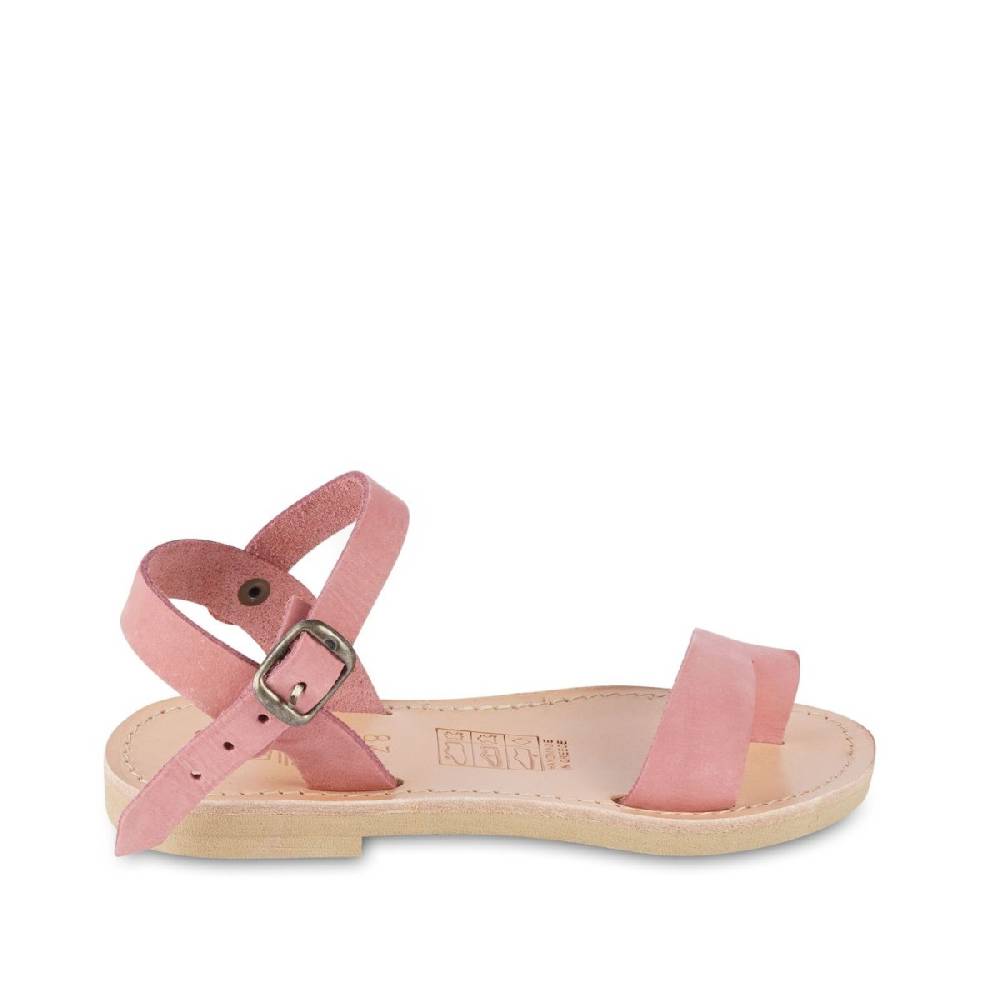 Lartigiano Del Cuoio Sandali infradito da bambina in pelle nubuk rosa chiusura con fibbia Vendita Economica