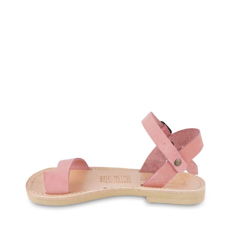Lartigiano Del Cuoio Sandali infradito da bambina in pelle nubuk rosa chiusura con fibbia Vendita Economica