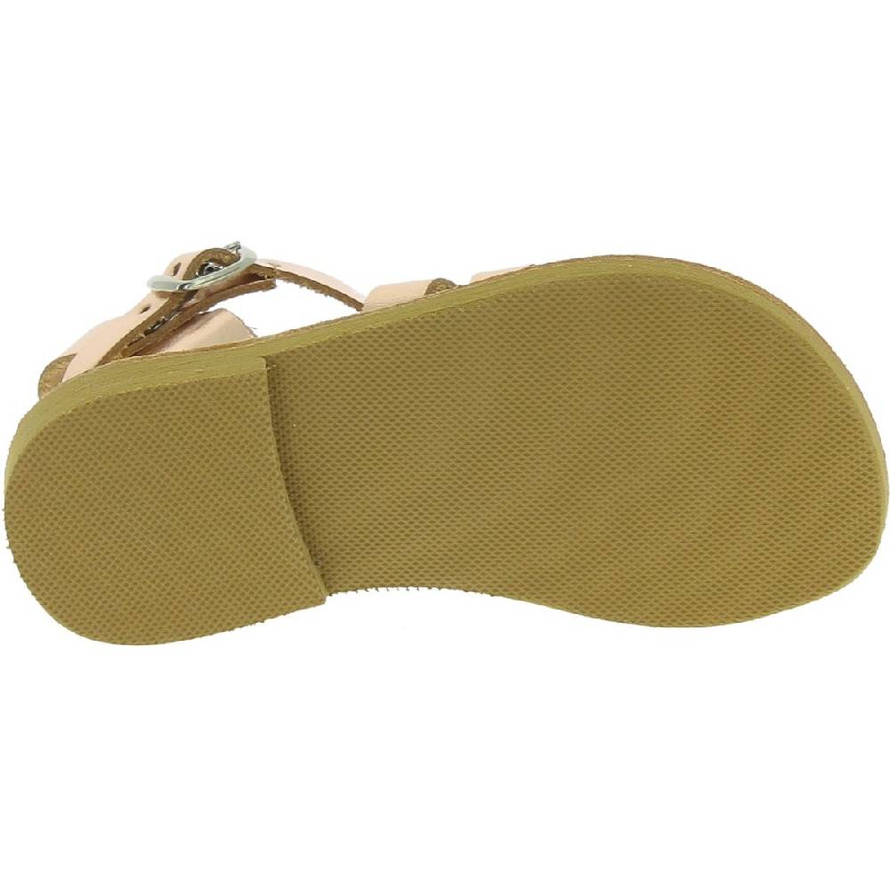 Lartigiano Del Cuoio Sandali gladiatore da bambina in pelle di vitello laminata oro rosa chiusura con fibbia Nuova
