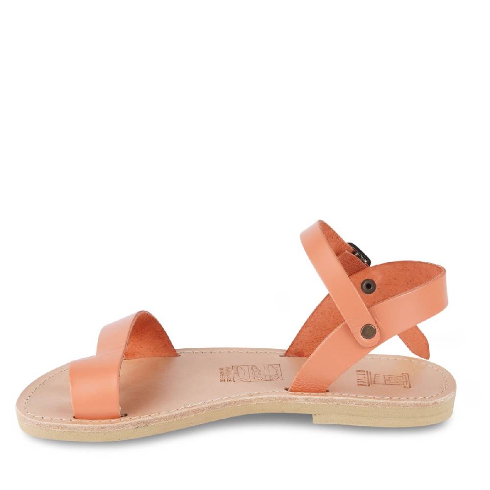 Lartigiano Del Cuoio Sandali infradito da bambino in pelle di vitello arancione chiusura con fibbia Italy