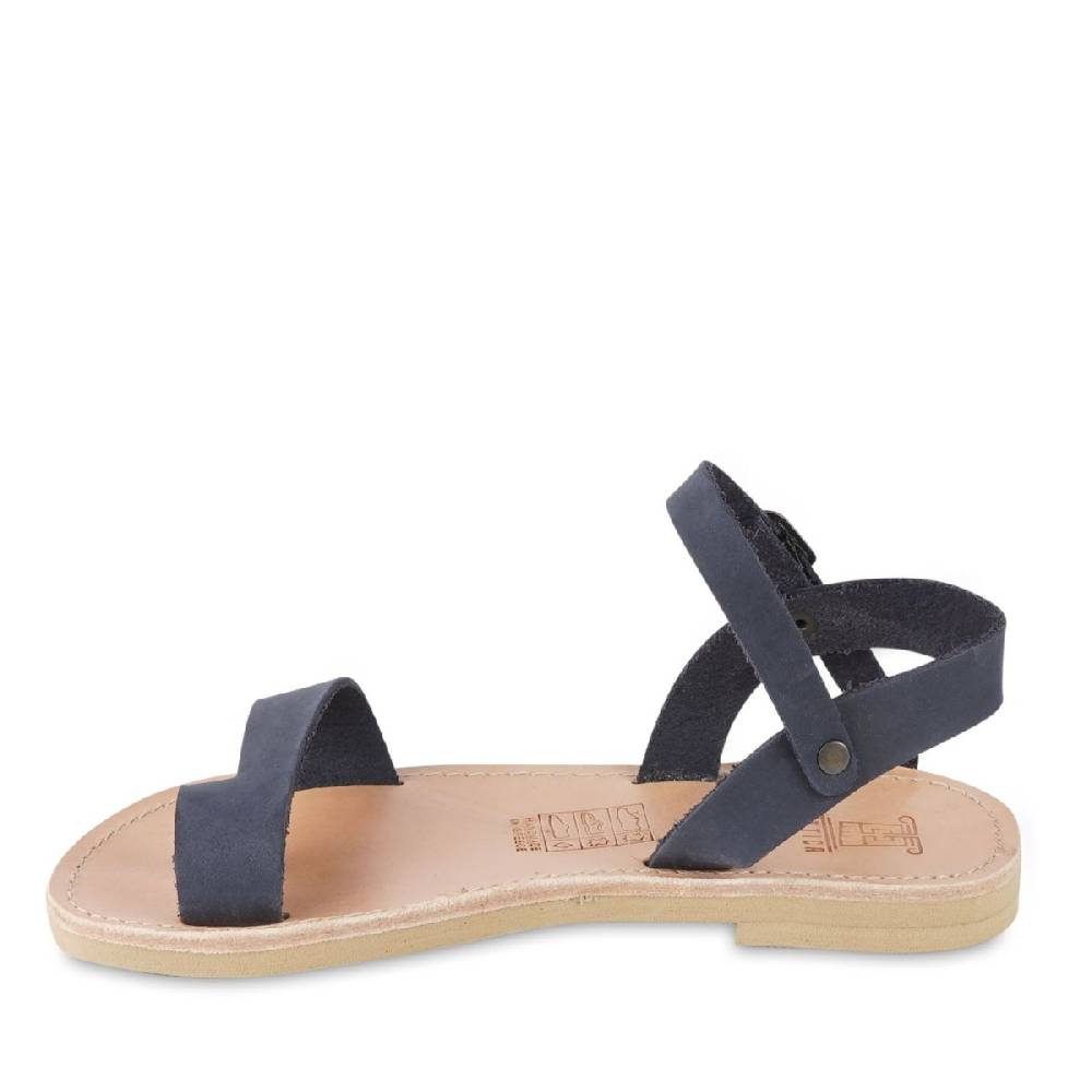 Lartigiano Del Cuoio Sandali infradito da bambino in pelle nubuk blu chiusura con fibbia In Linea