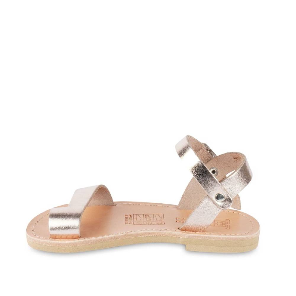 Lartigiano Del Cuoio Sandali infradito da bambina in pelle di vitello oro rosa chiusura con fibbia Vendita
