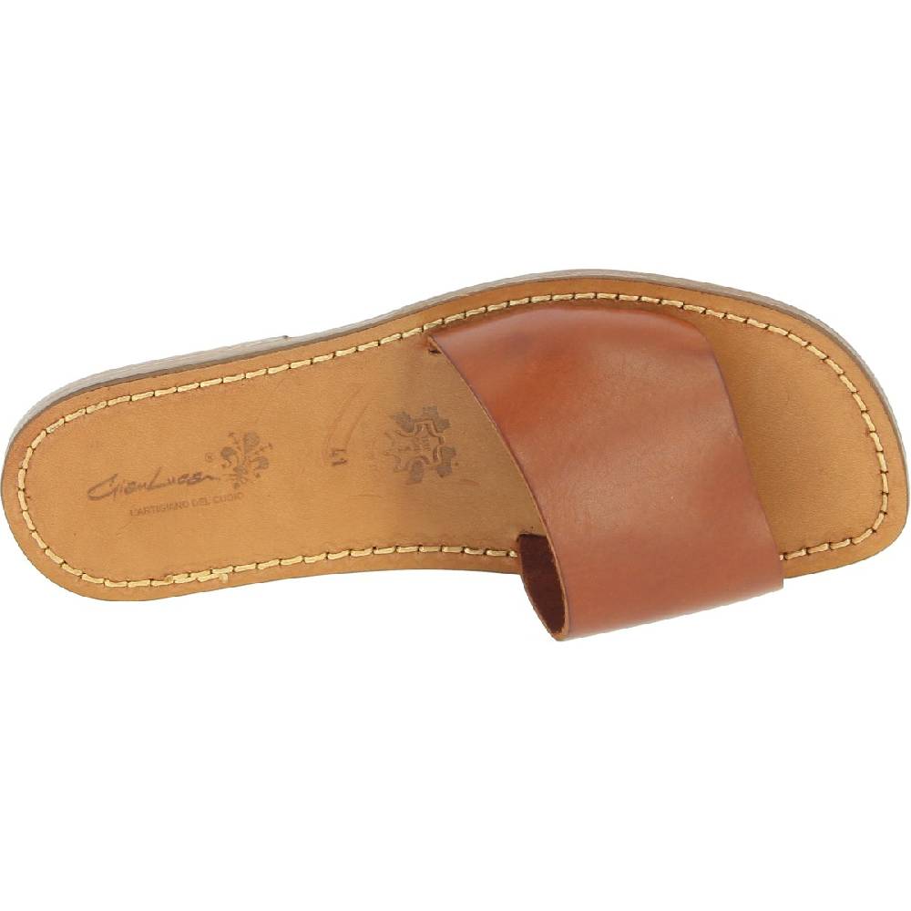Lartigiano Del Cuoio Ciabatte da uomo in pelle di vitello color cuoio artigianali Promozione