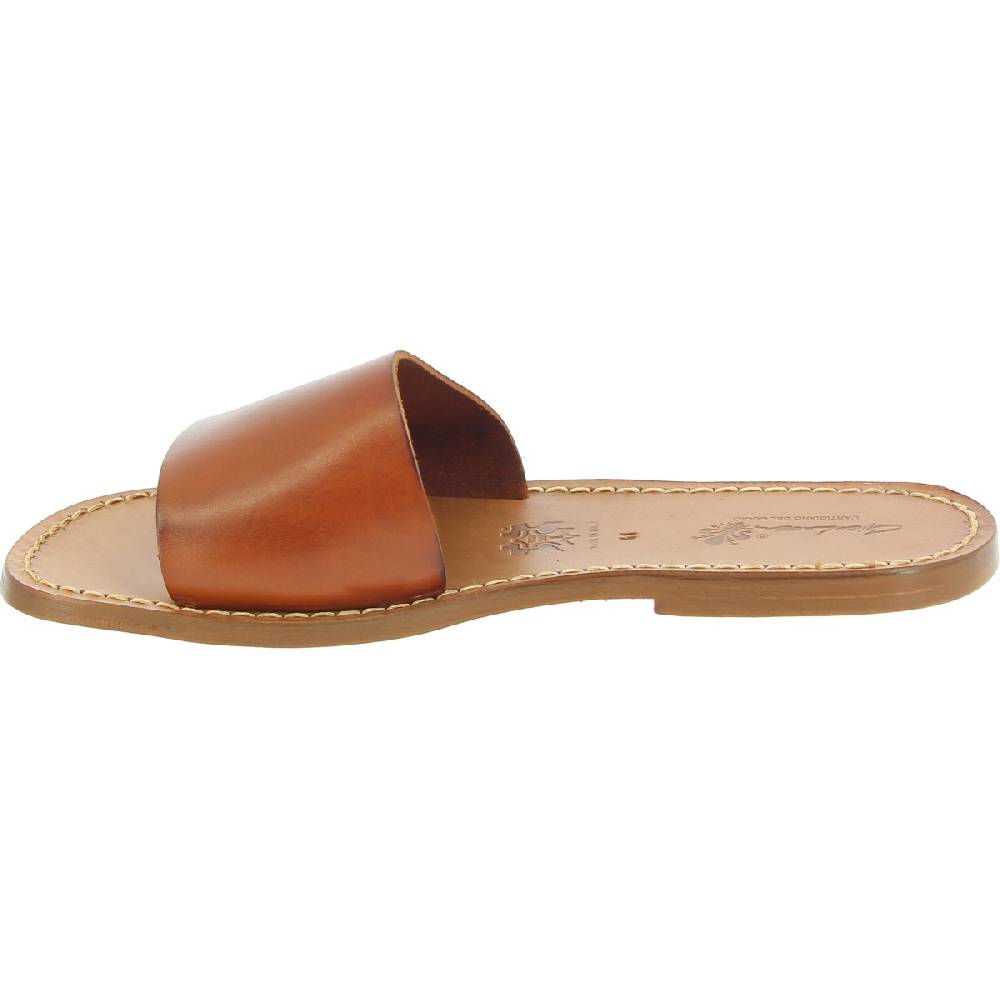 Lartigiano Del Cuoio Ciabatte da uomo in pelle di vitello color cuoio artigianali Promozione