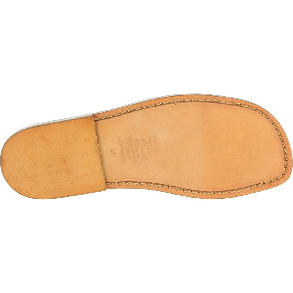 Lartigiano Del Cuoio Ciabatte da uomo in pelle di vitello color cuoio artigianali Promozione