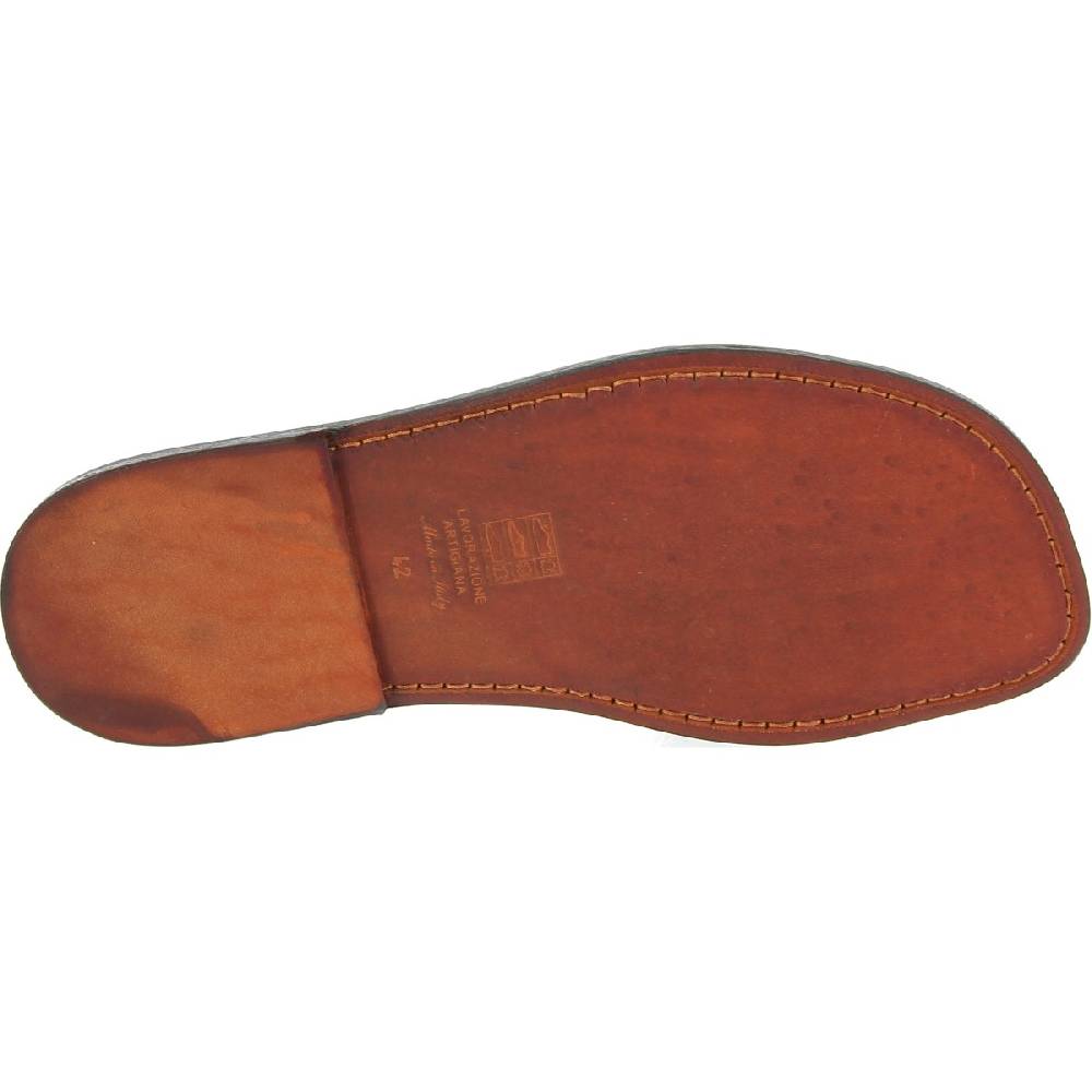 Lartigiano Del Cuoio Ciabatte da uomo in pelle di vitello color testa di moro artigianali Pezzi Unici