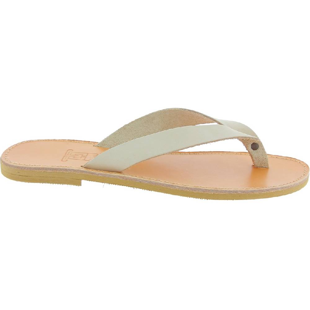 Lartigiano Del Cuoio Sandali infradito slip-on da uomo in pelle nabuk bianco sporco fatti a mano Negozi Online