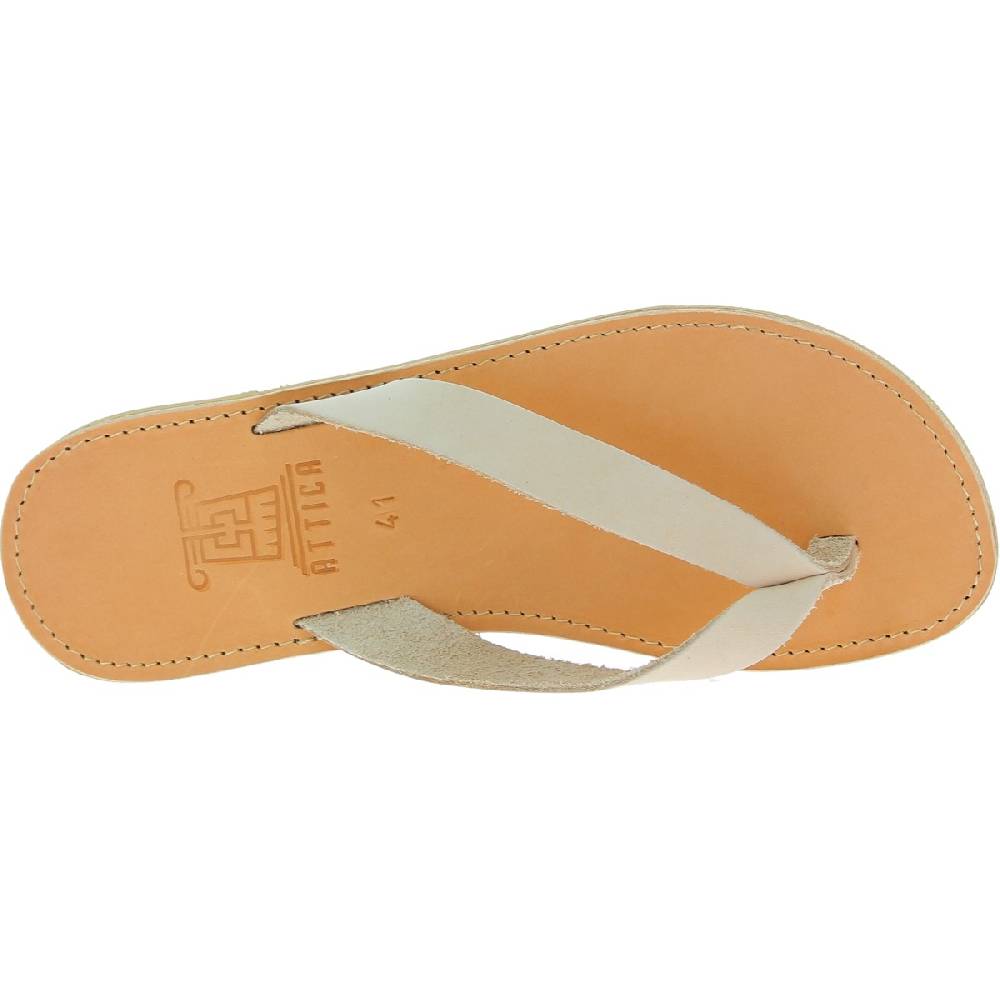 Lartigiano Del Cuoio Sandali infradito slip-on da uomo in pelle nabuk bianco sporco fatti a mano Negozi Online