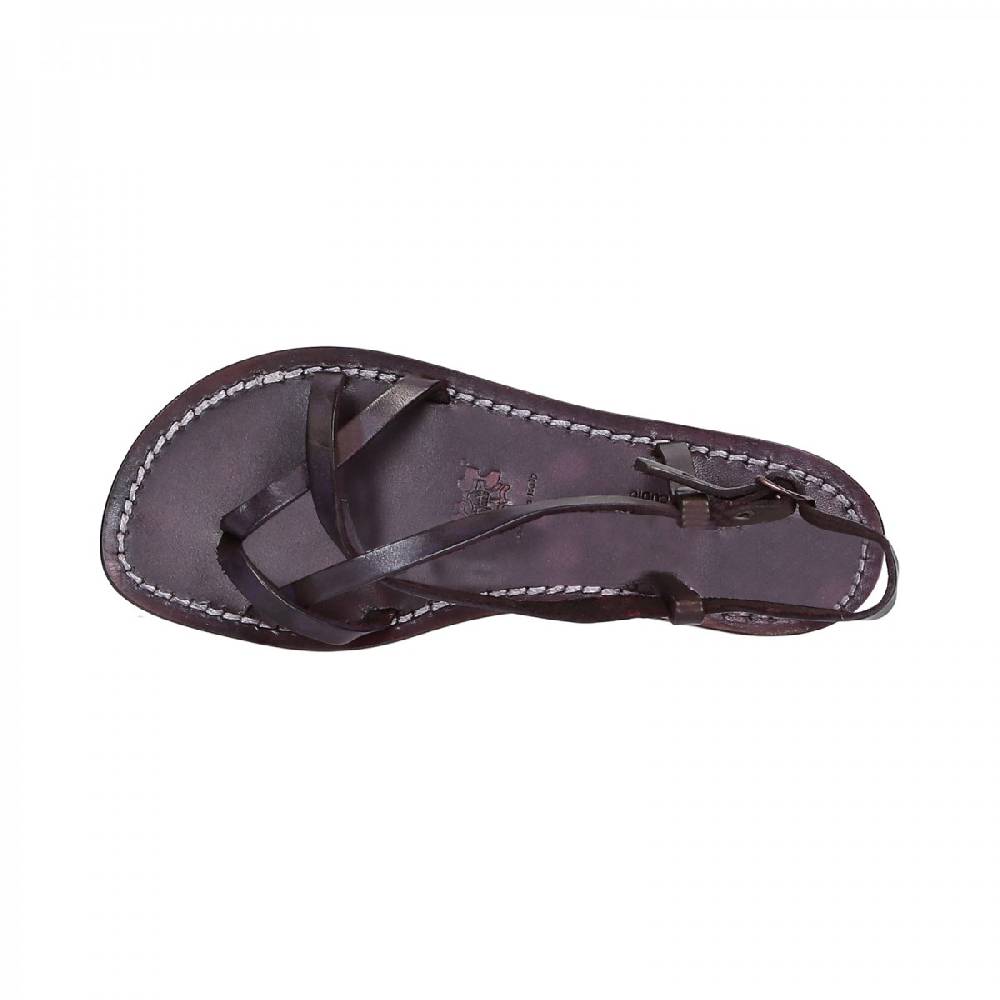 Lartigiano Del Cuoio Sandali cuoio artigianali donna in pelle color prugna Acquista Ora