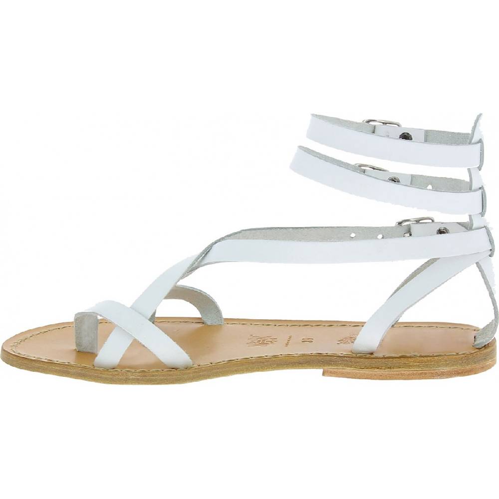 Lartigiano Del Cuoio Sandali gladiatore fatti a mano in pelle colore bianco In Vendita