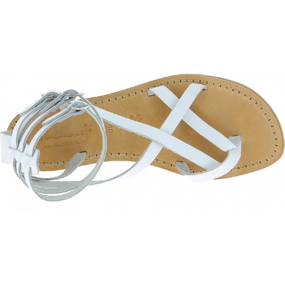 Lartigiano Del Cuoio Sandali gladiatore fatti a mano in pelle colore bianco In Vendita
