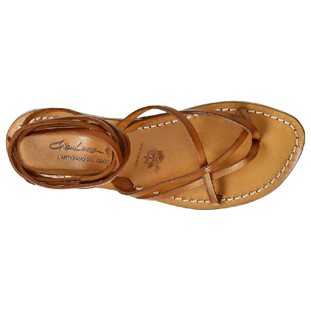 Lartigiano Del Cuoio Sandali alla schiava donna artigianali in pelle color cuoio antico Saldi