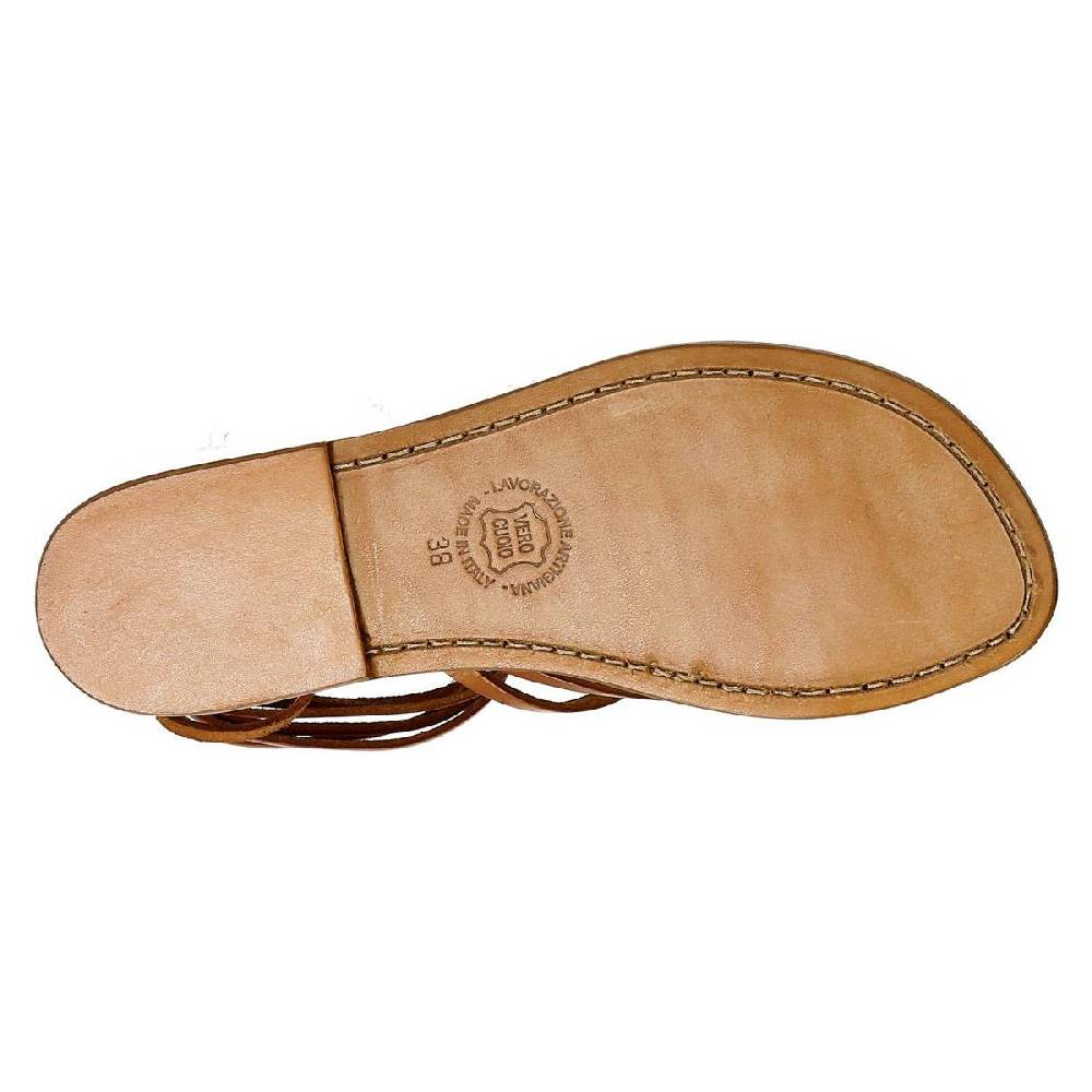 Lartigiano Del Cuoio Sandali alla schiava donna artigianali in pelle color cuoio antico Saldi