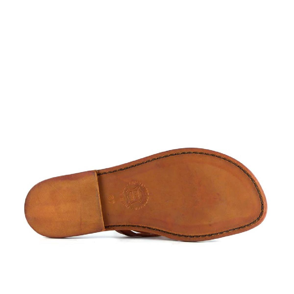 Lartigiano Del Cuoio Infradito intrecciati da donna fatti a mano in pelle arancio con suola in cuoio Vendita Economica