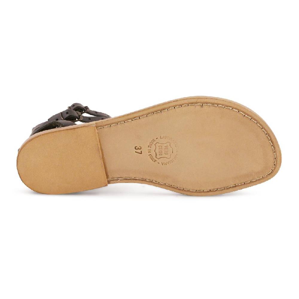 Lartigiano Del Cuoio Sandali gladiatore da donna in pelle nero fatti a mano In Saldo
