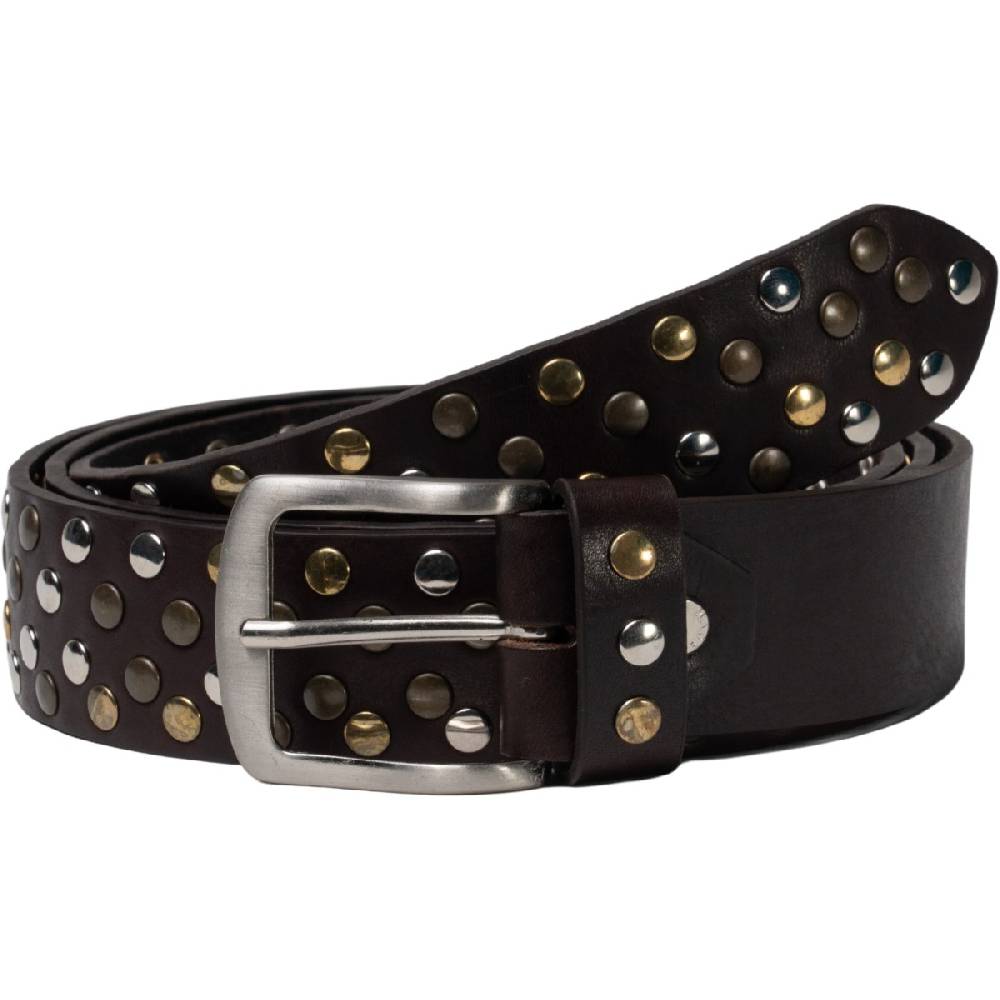 Lartigiano Del Cuoio Cintura borchiata in pelle marrone scuro di 3,5 cm unisex 2025