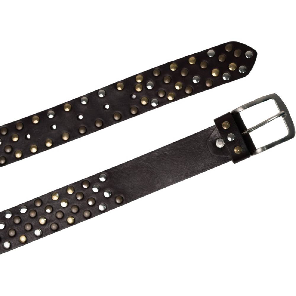 Lartigiano Del Cuoio Cintura borchiata in pelle marrone scuro di 3,5 cm unisex 2025