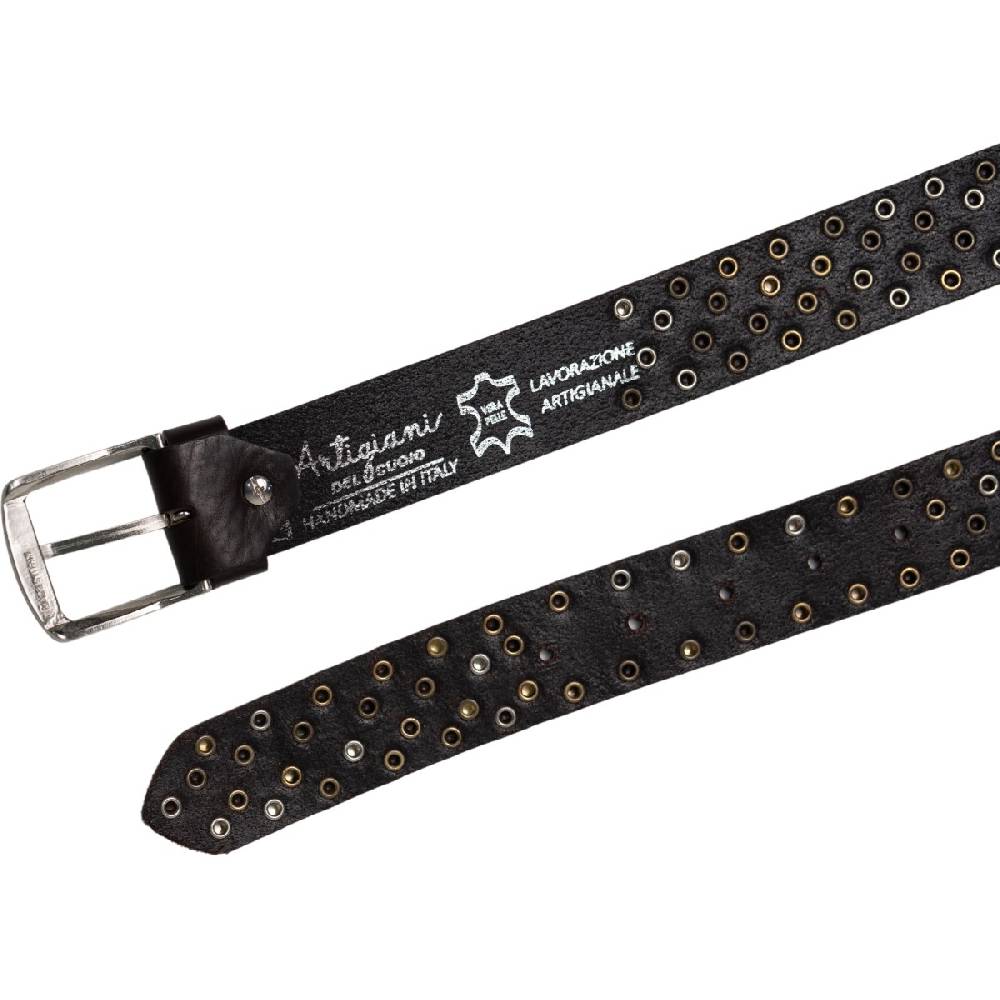Lartigiano Del Cuoio Cintura borchiata in pelle marrone scuro di 3,5 cm unisex 2025
