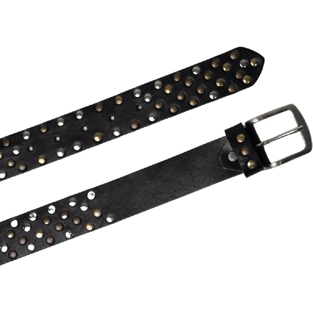 Lartigiano Del Cuoio Cintura in pelle nera con borchie metalliche unisex Italy