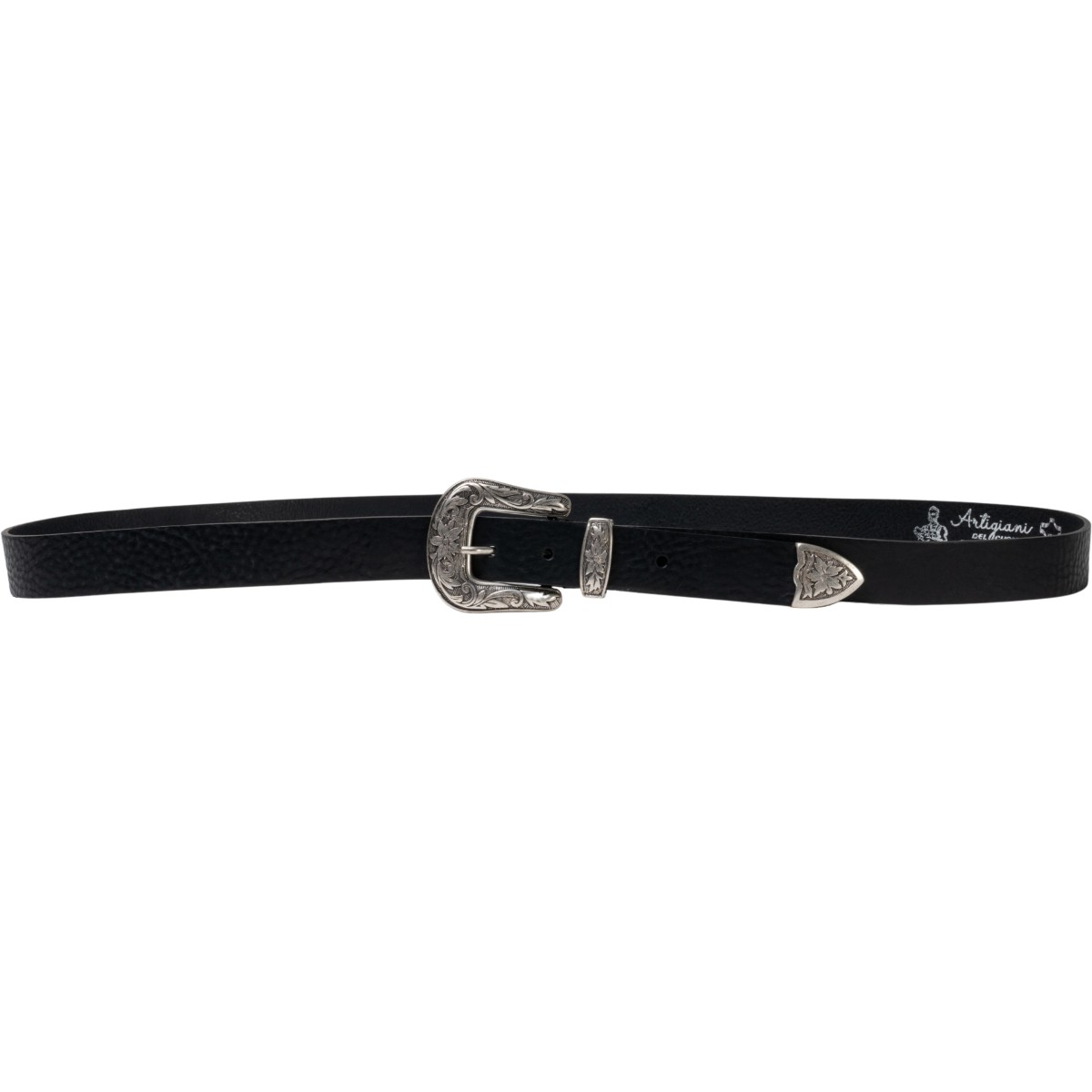 Lartigiano Del Cuoio Cintura western donna in pelle nera con fibbia in metallo In Linea