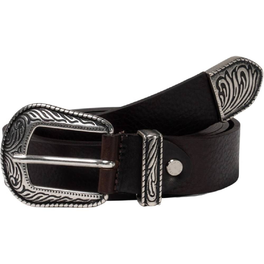 Lartigiano Del Cuoio Cintura western donna in pelle marrone con puntale in metallo inciso Promozione Limitata