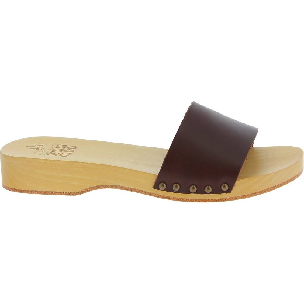Lartigiano Del Cuoio Zoccoli artigianali da uomo con fascia in pelle marrone scuro Sconto