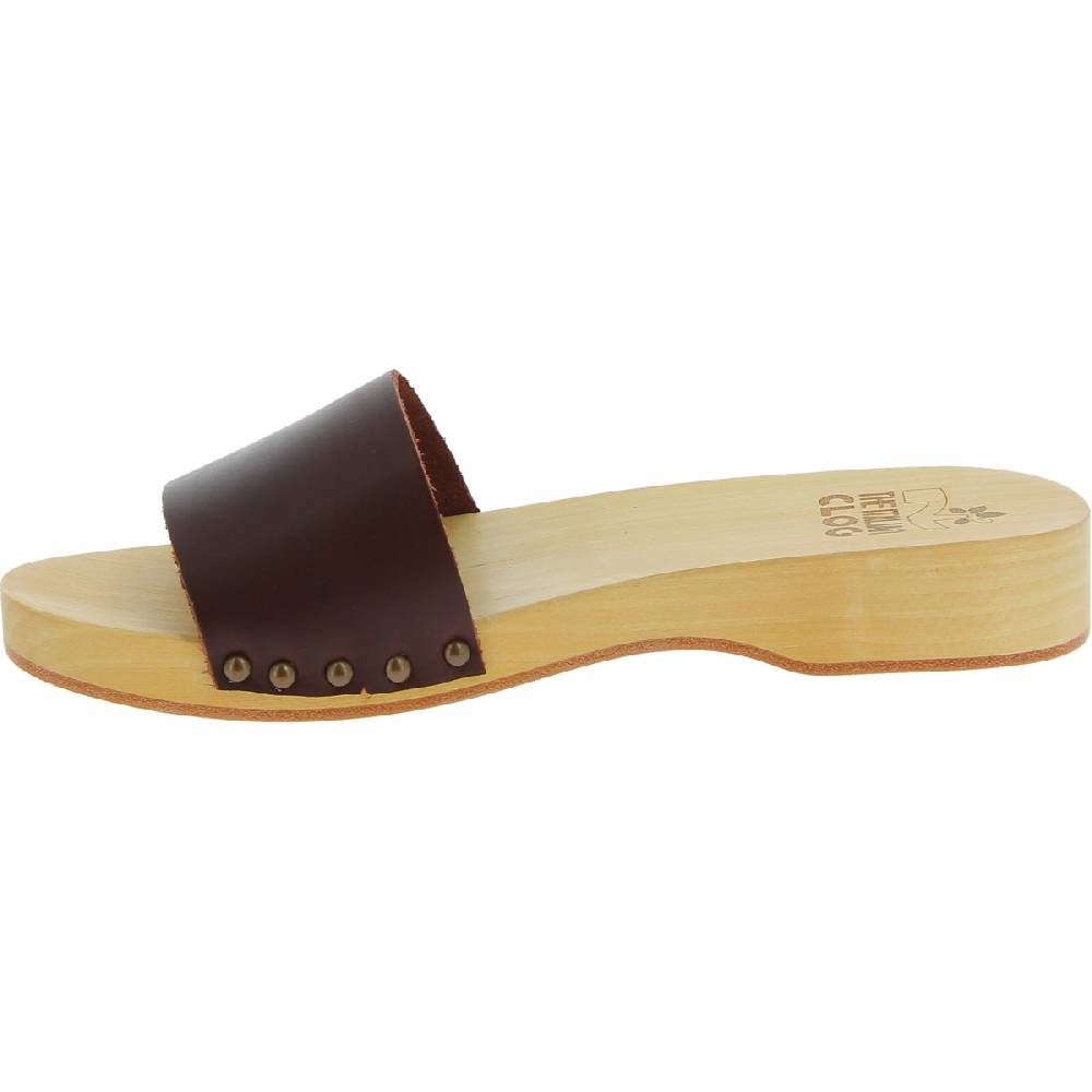 Lartigiano Del Cuoio Zoccoli artigianali da uomo con fascia in pelle marrone scuro Sconto