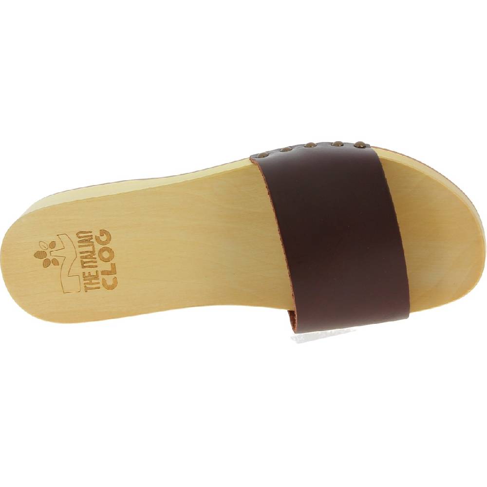 Lartigiano Del Cuoio Zoccoli artigianali da uomo con fascia in pelle marrone scuro Sconto